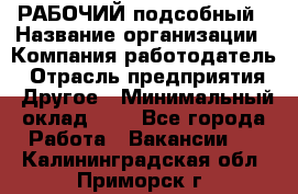 РАБОЧИЙ подсобный › Название организации ­ Компания-работодатель › Отрасль предприятия ­ Другое › Минимальный оклад ­ 1 - Все города Работа » Вакансии   . Калининградская обл.,Приморск г.